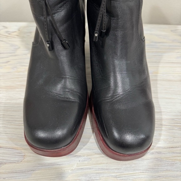 Kork-ease Mertle Black Leather Chunky Square Toe Block Heel Ankle Boots Sz 9.5 - Picture 4 of 15